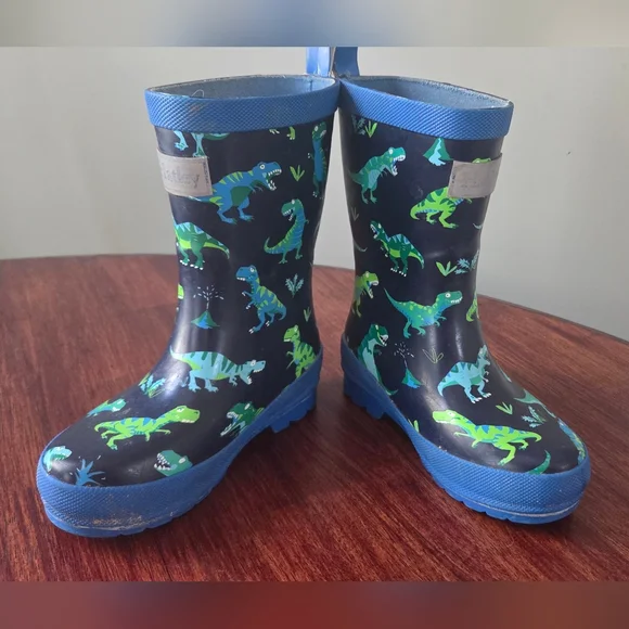 Hatley Kids Dinosaur Rain Boots - Black and Blue - Picture 2 of 7